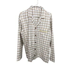 Eberjey Pajama Top Button Down Long Sleeve Plaid Sleep Shirt Relaxed Fit Flannel